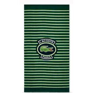 NIP Lacoste Paris Croc Logo Beach Towel Green Striped 36x72 Cotton Velour Pool